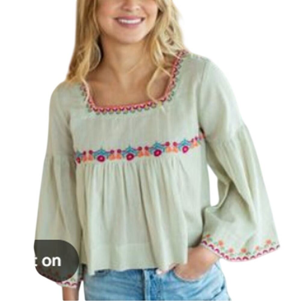 Natural Life Embroidered Cotton Top Large